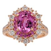 18K Rose Gold Pink Sapphire Statement Ring with Diamonds